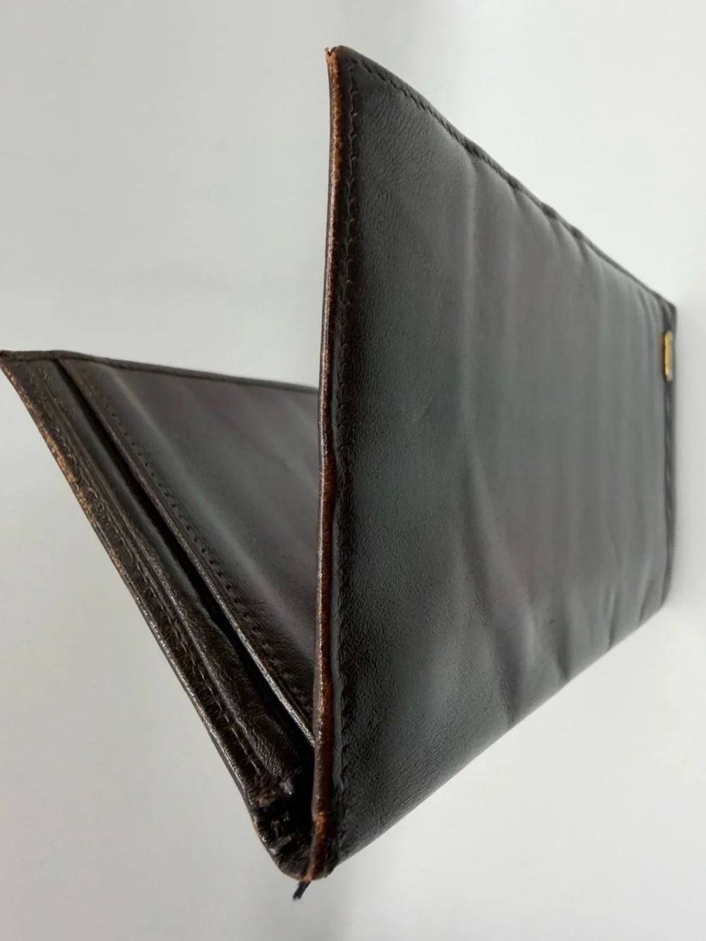 Bally Brown Leather Bifold Long Wallet Checkbook Holder Made in Italy